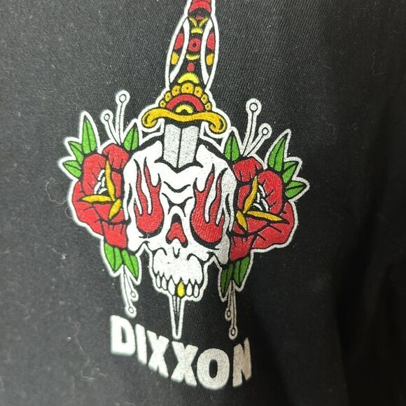 Dixxon mens graphic long sleeve ‘death or glory’ tee skull roses flash art - Picture 5 of 7